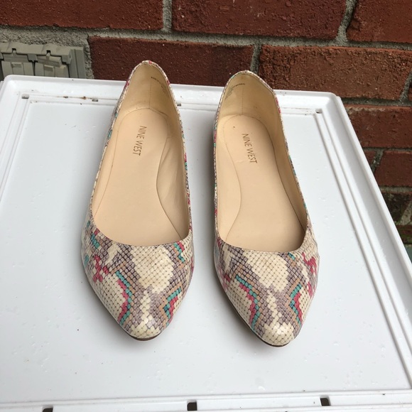 nine west snakeskin flats